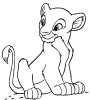 dla kolorowanki do wydruku z bajki Disney Król lew - to malutkie lwiątko bohater bajki, przycupnięty